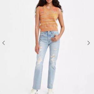 Levi's Light Blue Distressed Straight Leg Jeans